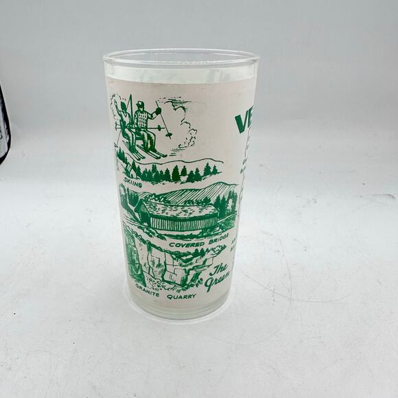 Vintage Vermont State Souvenir Glass Frosted Tumbler Hazel Atlas MCM Cocktail - Picture 7 of 9